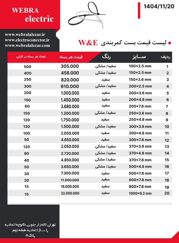 لیست قیمت بست کمربندی
