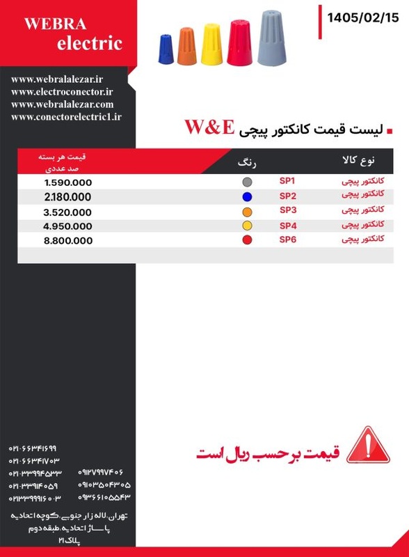 لیست قیمت کانکتور پیچی W&E