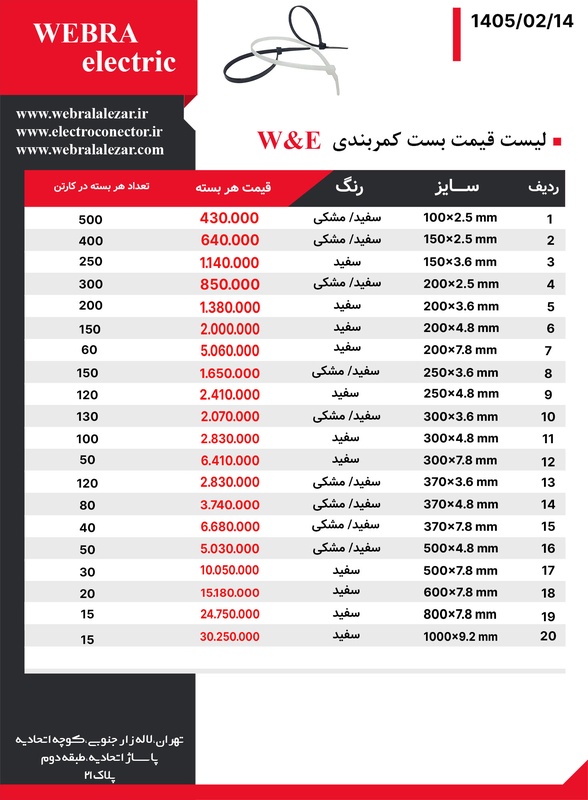 لیست قیمت بست کمربندی